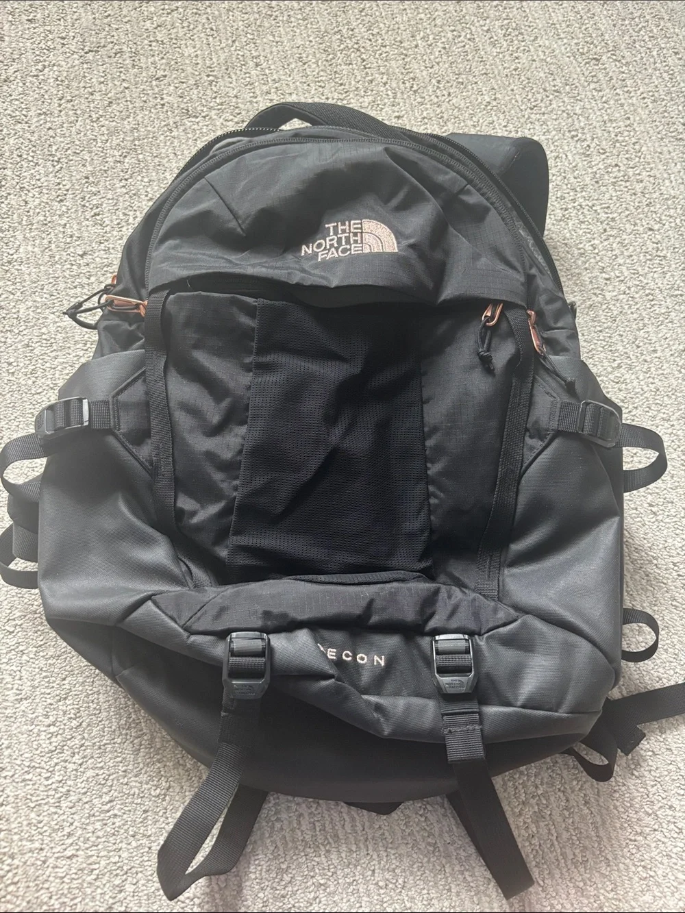The North Face Black Backpack with Rose-Gold Accents - Picture 2 of 4